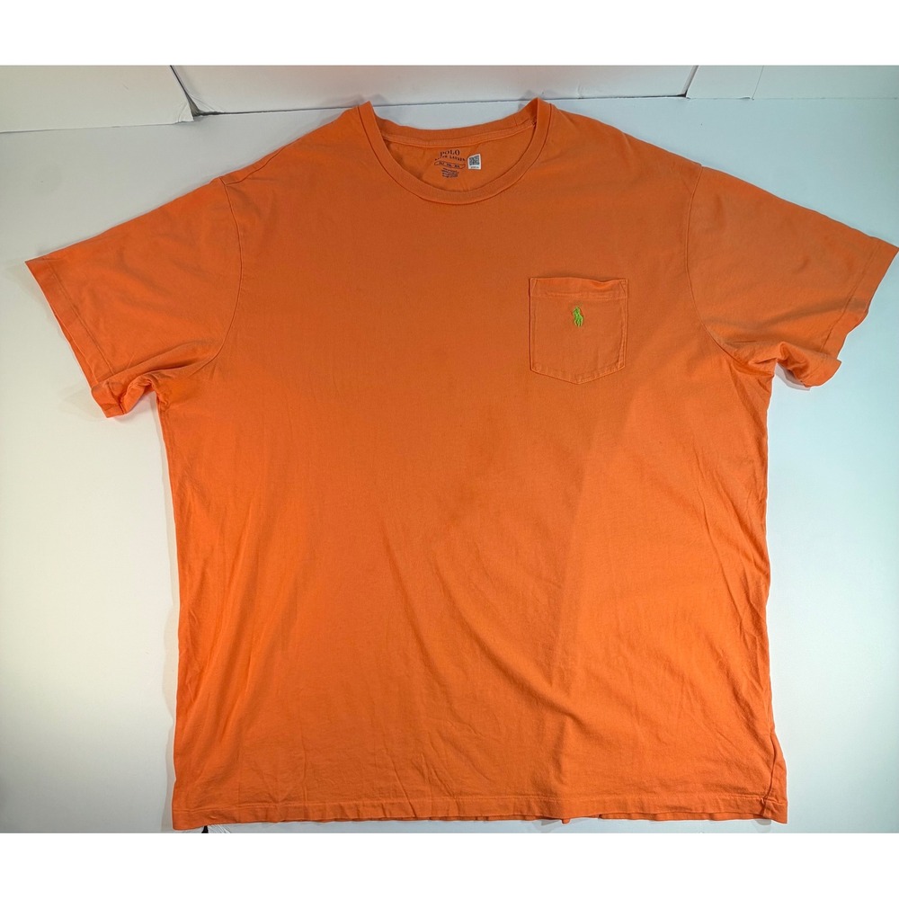 Polo Ralph Lauren Mens 3XLT Orange Pocket T-Shirt Green Pony Logo Big & Tall